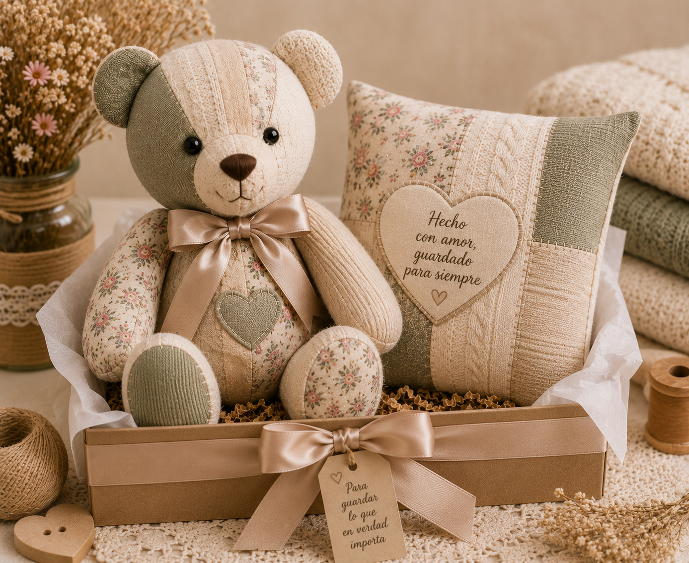 Memory Bear con Corazón Bordado