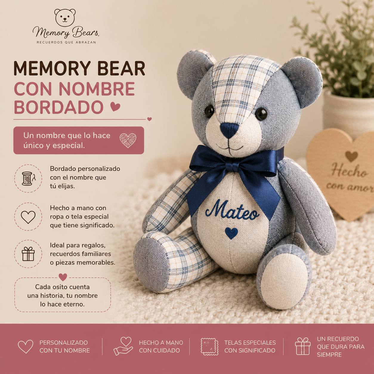 Memory Bear con Nombre Bordado
